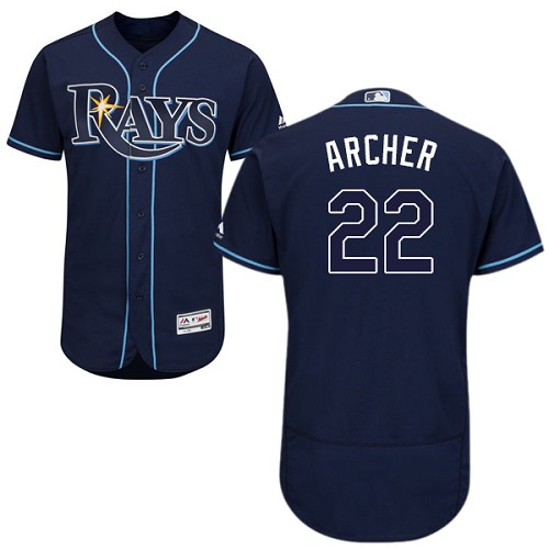 Rays #22 Chris Archer Dark Blue Flexbase Authentic Collection Stitched MLB Jersey - Click Image to Close